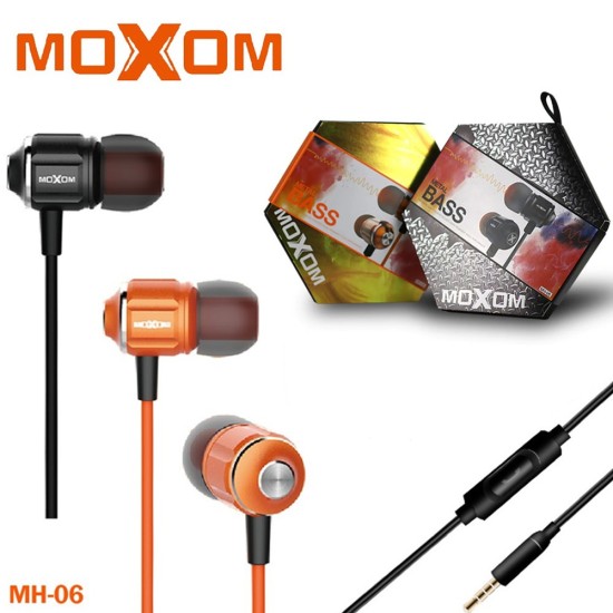 Moxom MH-06 High Fidelity Metal Bass In Ear Earphone With 3.5mm Gold Plated Jack Moxom MH-06 High Fidelity Metal Bass In Ear Earphone With 3.5mm Gold Plated Jack